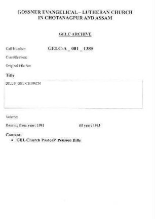 BILLS GEL CHURCH