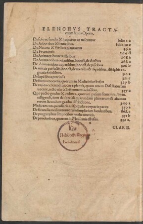 Elenchus Tractuum huius Operis.