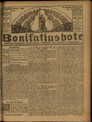 Erste Ausgabe vom Sonntag, den 02. April 1922.
