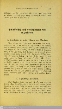 Schaffleisch auf verschiedene Art zuzurüsten