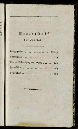 Verzeichniß der Tractate.