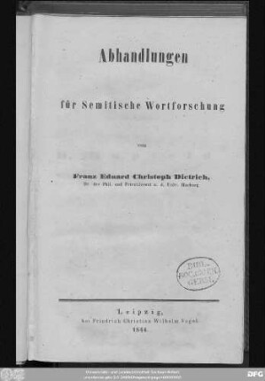 Abhandlungen für Semitische Wortforschung