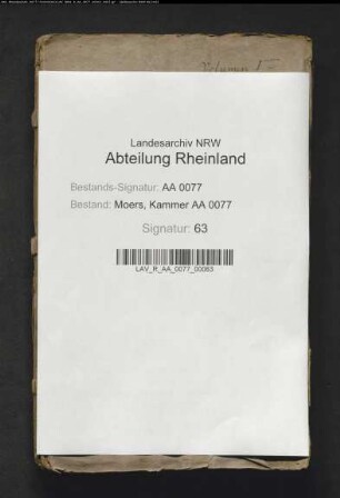 Rechnungen der moersischen Domänengefälle, die zur Moersischen Landrenteikasse geflossen sind, und deren Abnahme