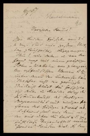 90: Brief von Ernst Heinrich Hantelmann an Gottlieb Planck, Emden, 6.1.1867