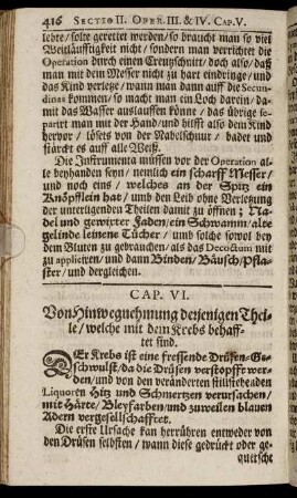 Cap. VI. Von Hinwegnehmung derjenigen Theile, welche mit dem Krebs behafftet sind.
