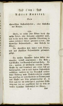 Achtes Kapitel. Von chymischen Bestandtheilen, oder Urstoffen der Körper.