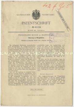 Patentschrift einer Neuerung an Waagenbalken, Patent-Nr. 40124