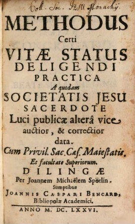 Methodus Certi Vitae Status Deligendi Practica
