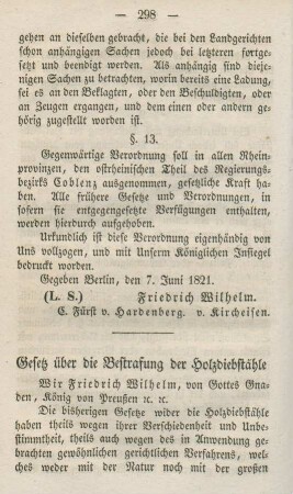 Gesetz über die Bestrafung der Holzdiebstähle