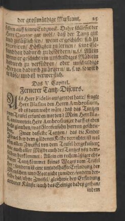 Das V. Capitel. Fernerer Tantz-Discurs.