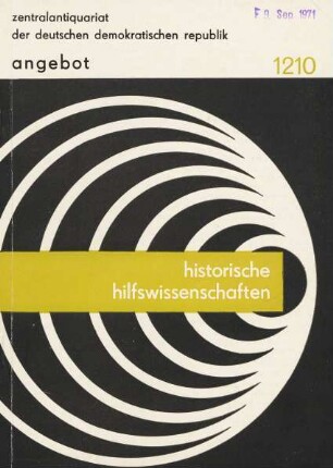 Nr. 1210: Historische Hilfswissenschaften