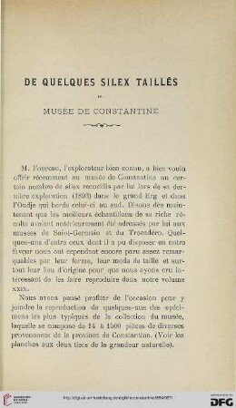 Sér. 3: De quelques silex taillés du Musée de Constantine