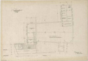Gsaenger, Gustav; Augsburg - Pfersee (Bayern); Ev. St. Pauls Kirche - Ausführungsplan (Grundriss Keller)