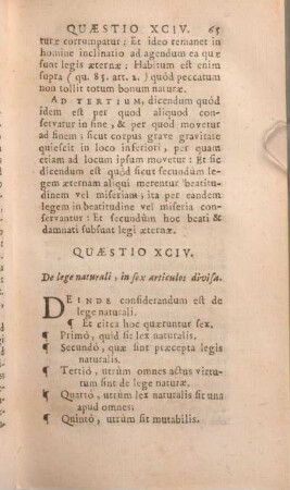 Quaestio XCIV. De lege naturali, in sex articulos divisa.