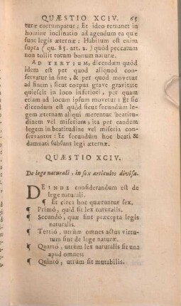 Quaestio XCIV. De lege naturali, in sex articulos divisa.