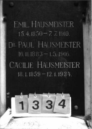 Grabstein 1334 [Hahn S.90 Grab-Nr. 1771/72]: Grabstein 1334 (Detailaufnahme) [Hahn S.90 Grab-Nr. 1771/72]