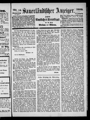 Sauerländischer Anzeiger ; [...] ; Amtliches Kreisblatt für die Kreise Brilon und Büren