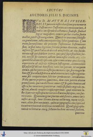 Lectori Auctoris Filii S. Dicimus.
