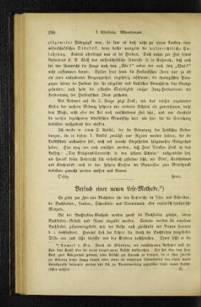Versuch einer neuen Lese-Methode