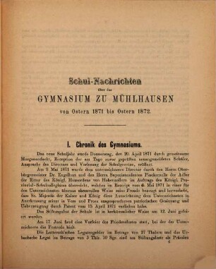 Jahres-Bericht : Ostern .... 1871/72