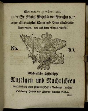 No. 30. Montags, den 24ten July 1780.