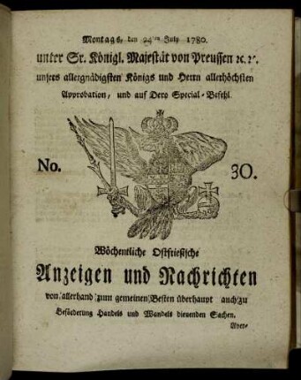 No. 30. Montags, den 24ten July 1780.