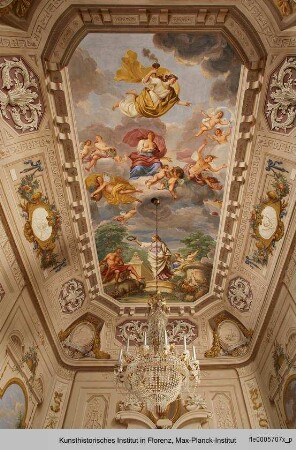 Freskendekoration mit Landschaftsdarstellungen : Herkules wird von der Glorie gekrönt