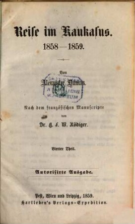 Reise im Kaukasus : 1858 - 1859, 4