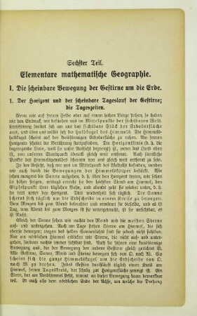 Sechster Teil. Elementare mathematische Geographie