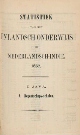 Statistiek van het inlandsch onderwijs in Nederland-Indie. 1867