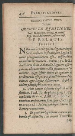 Exercitatio XXIV. In qua Miscellae Quaestiones