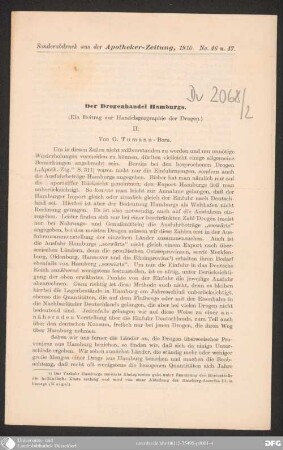 2: Der Drogenhandel Hamburgs : (ein Beitrag zur Handelsgeographie der Drogen)