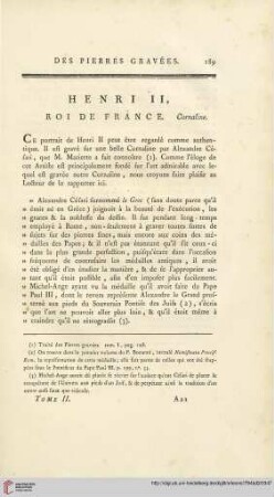 Henri II., roi de France. Cornaline