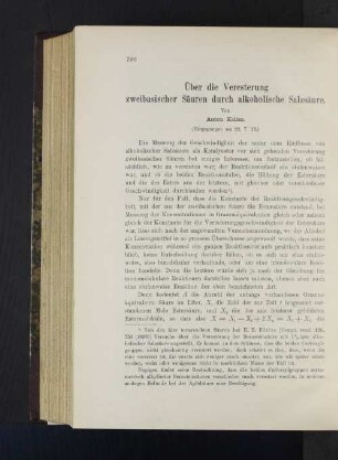 Über die Veresterung zweibasischer Säuren durch alkoholischen Salzsäure.