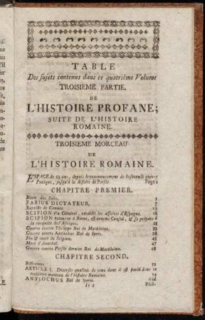 Table Des sujets contenus dans ce quatrième Volume [...].