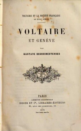 Voltaire et la société française au XVIIIe siècle, 7