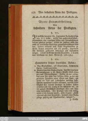 Vierte Hauptabtheilung. Von besondern Arten der Predigten.