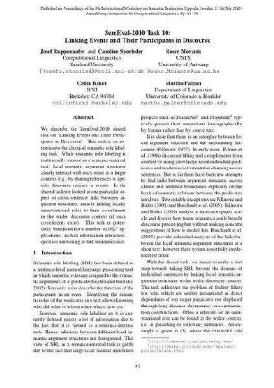 SemEval-2010 Task 10: Linking Events and Their Participants in Discourse