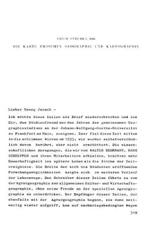 Die Karte zwischen Geographie und Kartographie