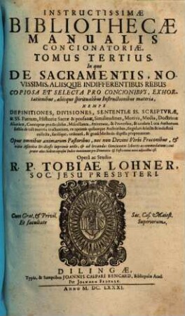 Instructissima bibliotheca manualis concionatoria, 3. De sacramentis