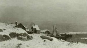 Schwedisches Fischerdorf im Winter