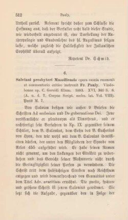 512-513 [Rezension] Salviani Presbyteri Massiliensis Opera Omnia