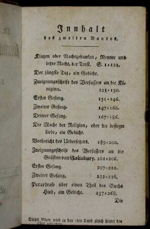 Innhalt des zweiten Bandes.