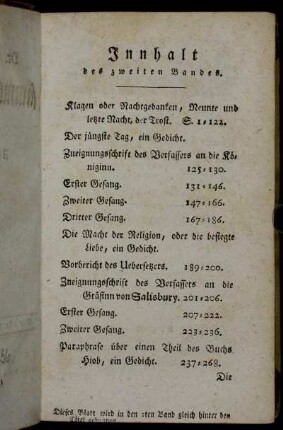 Innhalt des zweiten Bandes.