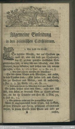 Allgemeine Einleitung in den polemischen Catechismum