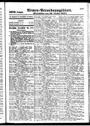 1689. Ausgabe. Dienstag, 30. Oktober 1917
