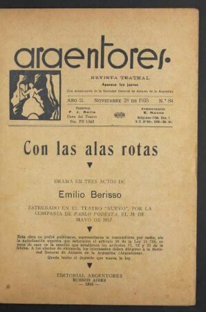 1935008400: Con las alas rotas : drama en tres actos