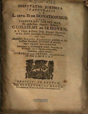 Ad L. XXVII D. de donationibus