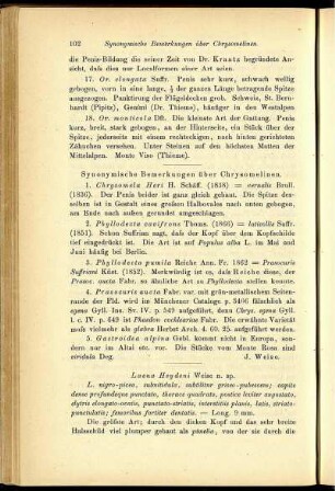 Synonymische Bemerkungen über Chrysomelinen