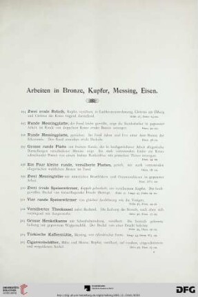 Arbeiten in Bronze, Kupfer, Messing, Eisen (Nr. 294-319)